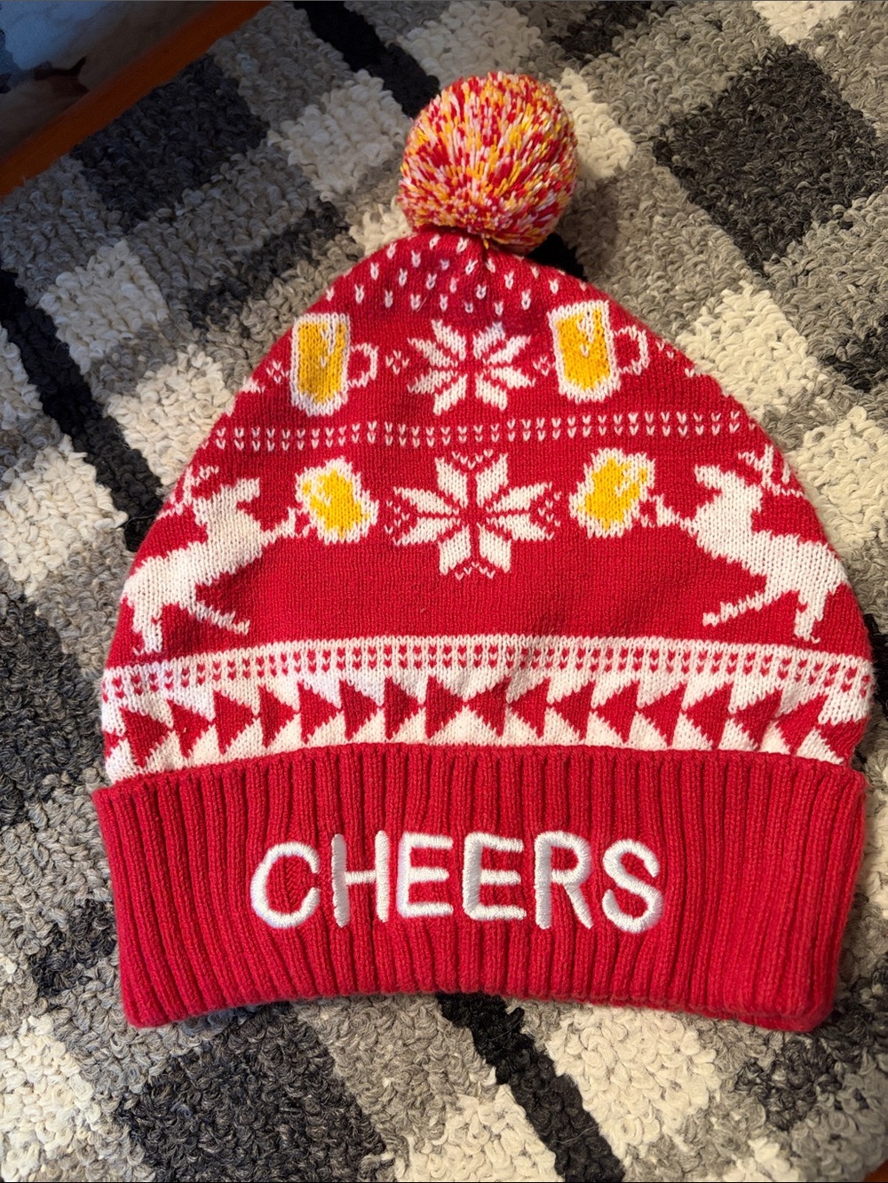 Cheers Red Holiday Pom Pom Beanie